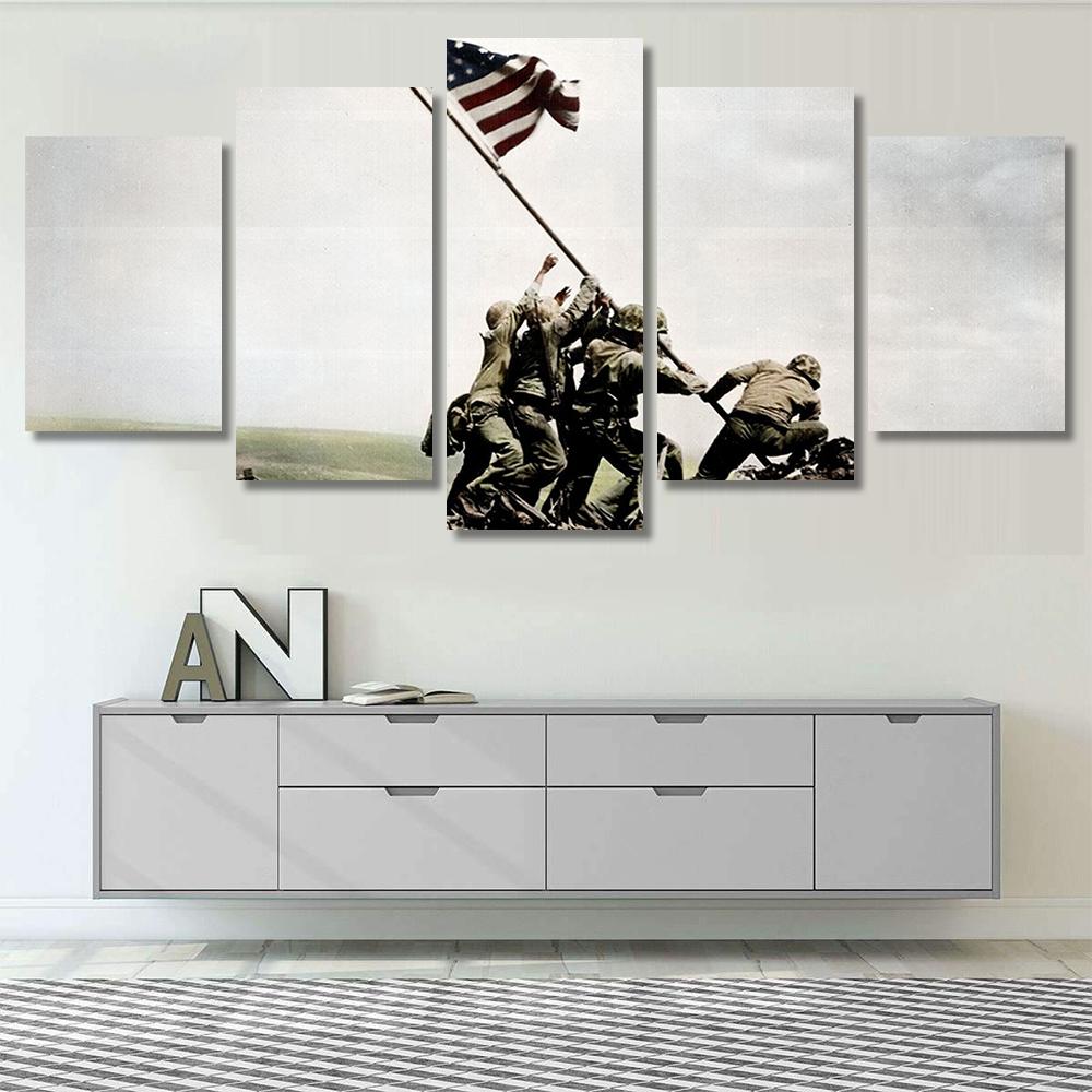 5 Panel Iwo Jima Color Canvas