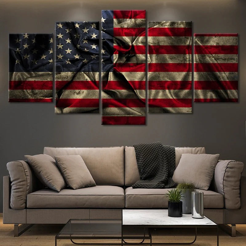 5 Panel Vintage American Flag