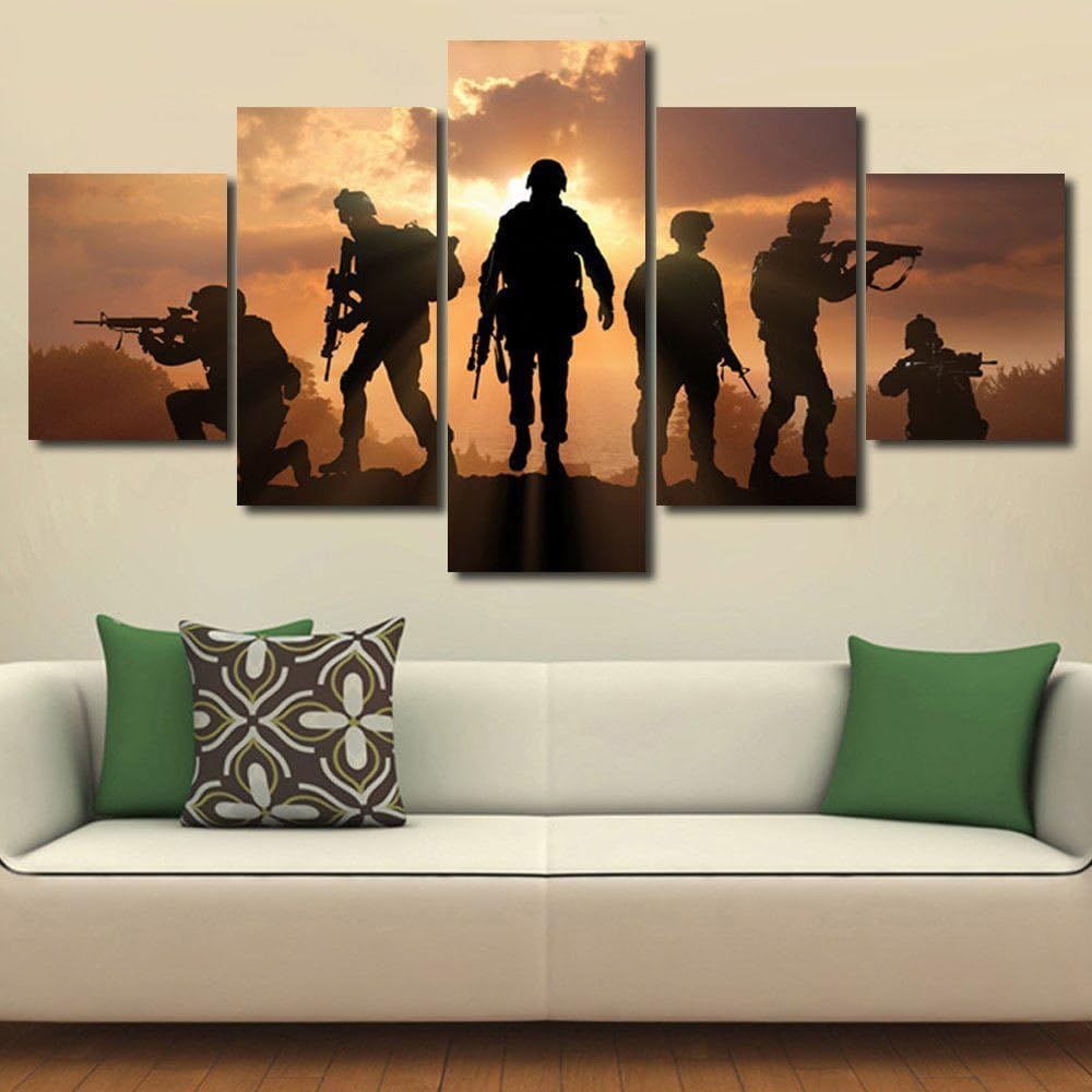 5 Panel American Soldiers Over Sunset