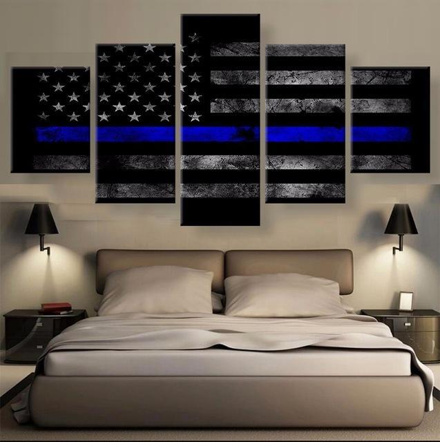 5 Panel Thin Blue Line Canvas