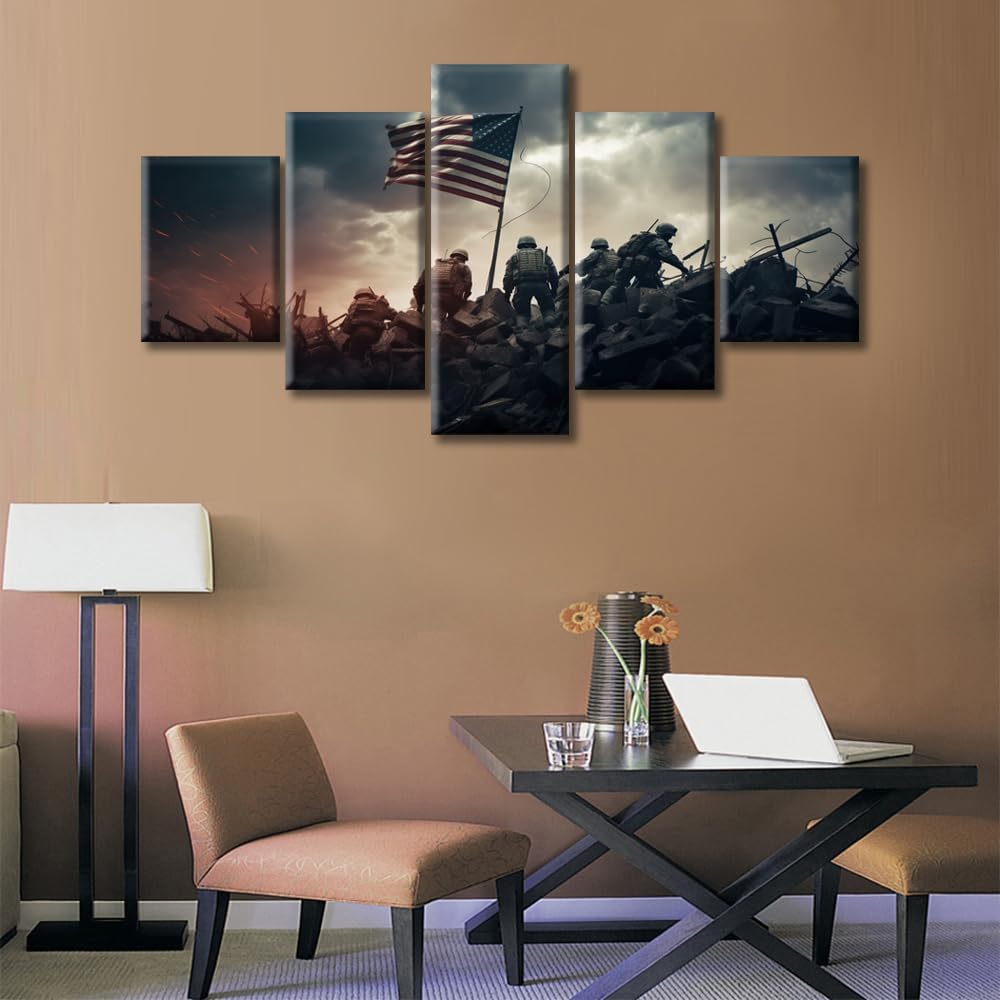 5 Panel American War Canvas